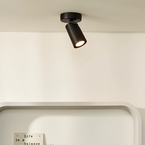 Lucide XYRUS - Plafondspot - Ø 9 cm - LED Dim to warm - GU10 - 1x5W 2200K/3000K - Zwart - sfeer 1